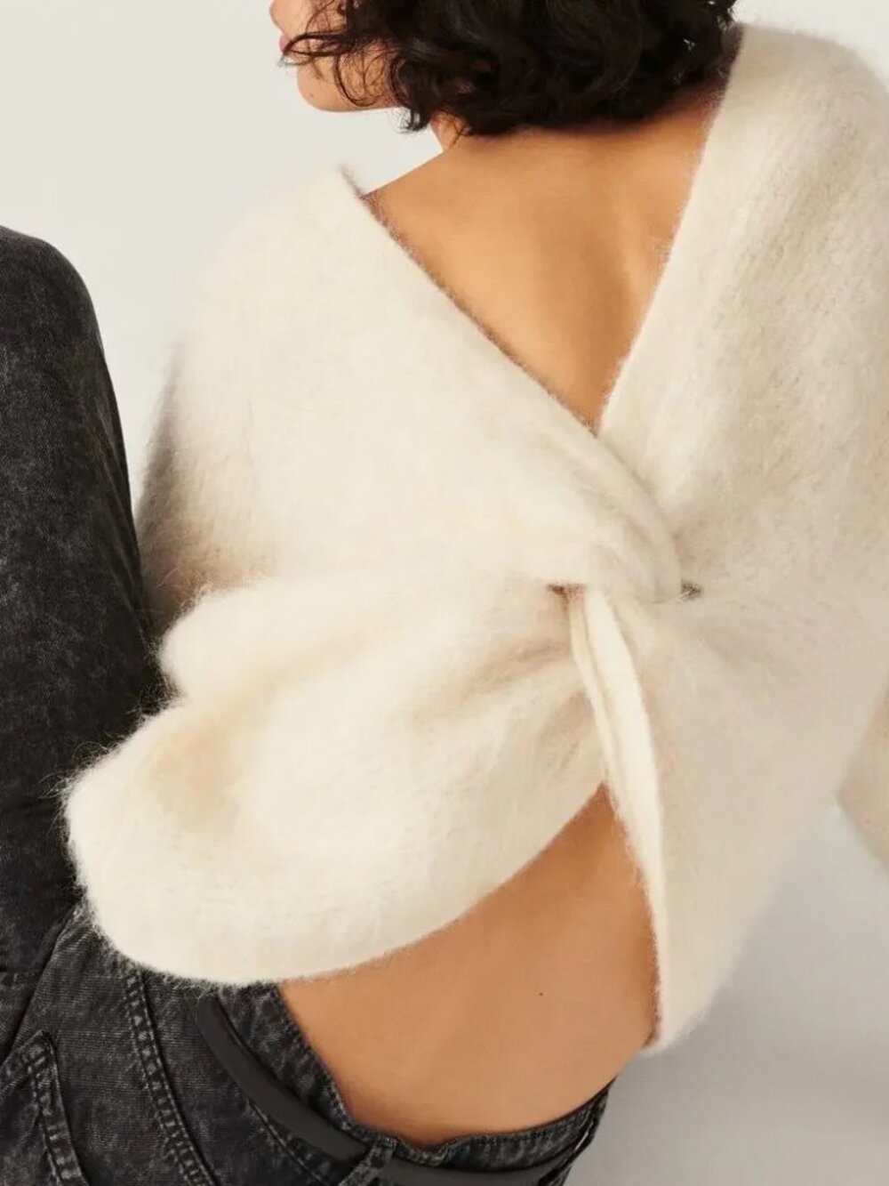 Ba&sh Fill Twist Back Alpaca Blend Sweater - Small Off White - Picture 3 of 3